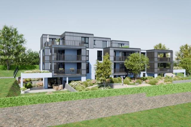 Aussenvisualisierung Chapfweg mit vertikalen Fassadenelementen